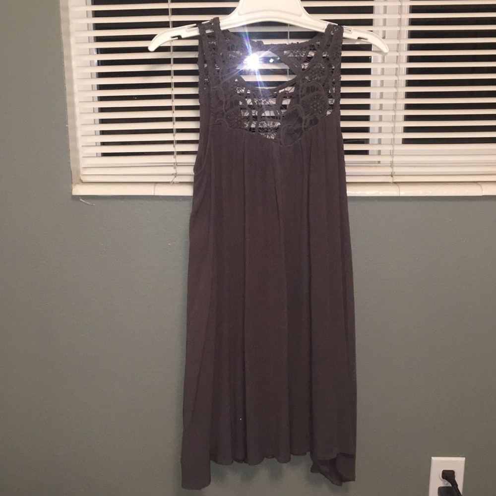 a grey dress with a knitted haltered neck